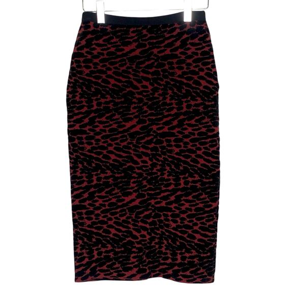 Diane von Furstenberg M Anthro Collab Vita Jacquard Pencil Skirt Black Wine - Picture 1 of 11